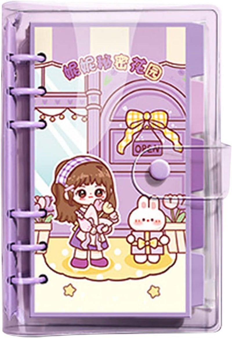 SWOPPERRY Korean Stationery Mini Transparent 3-Hole Binder Spiral Diary Notebook – Cute Kawaii Portable Journal Notebook Agenda for Girls & Students (80+ Pages) (multi design) - Image 2