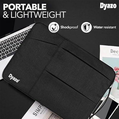 Dyazo 15-15.6 Inch Laptop Sleeve Case | Water Resistant Cover with Charger Pouch & Three Front Pockets | Compatible for Dell, HP, MacBook, Lenovo, Acer, Asus & All Other Notebooks (Black) - Image 3