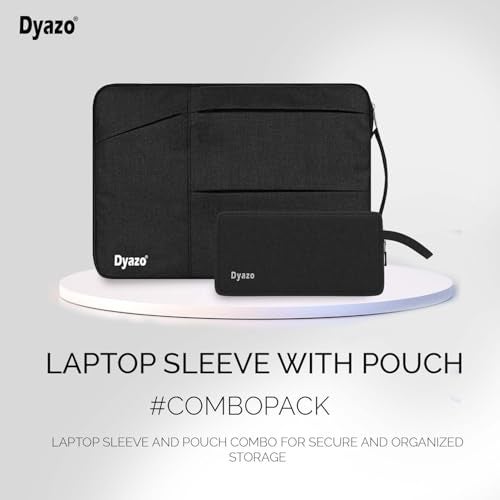Dyazo 15-15.6 Inch Laptop Sleeve Case | Water Resistant Cover with Charger Pouch & Three Front Pockets | Compatible for Dell, HP, MacBook, Lenovo, Acer, Asus & All Other Notebooks (Black) - Image 2