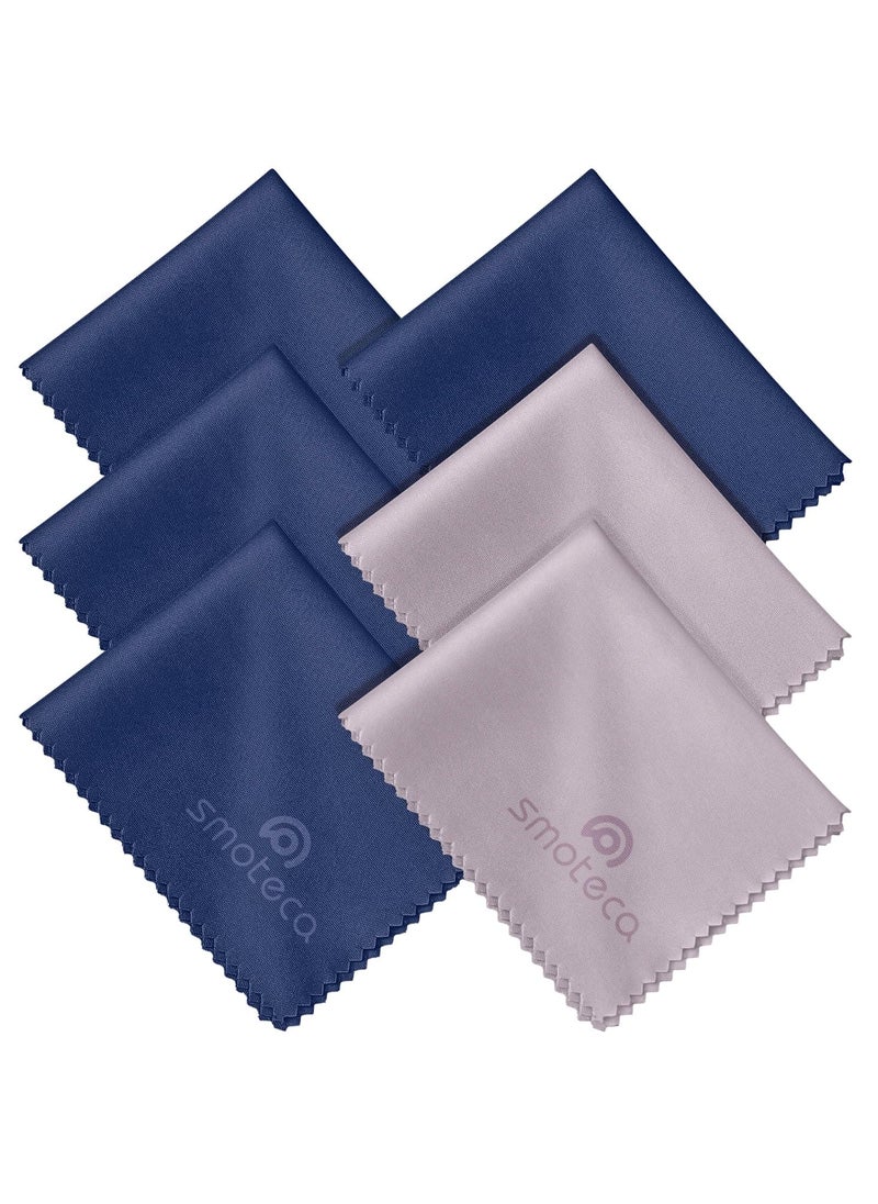 SmoTecQ SmoTecQ Premium Microfiber Cleaning Cloths 6Pack  UltraSoft ScratchFree Cloths for Eyeglasses Sunglasses Camera Lenses Screens  More  Washable  Reusable 
