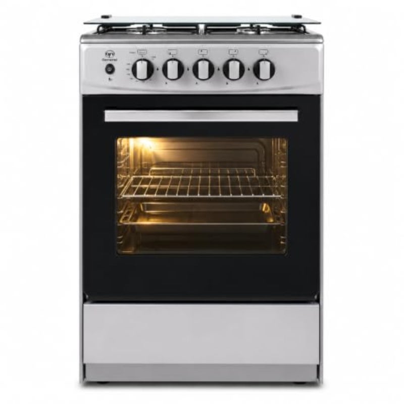 General gas oven for kitchen use, stainless steel body in BM5555 color, featuring 4 safety burners with self-ignition - Image 1