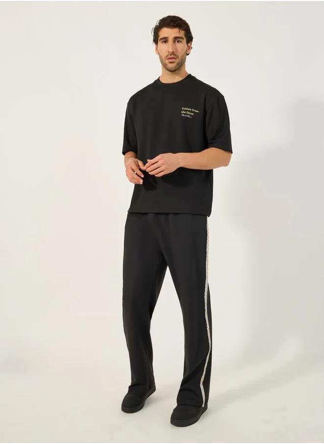 Styli Mid Rise Relaxed Fit Joggers with Drawstring