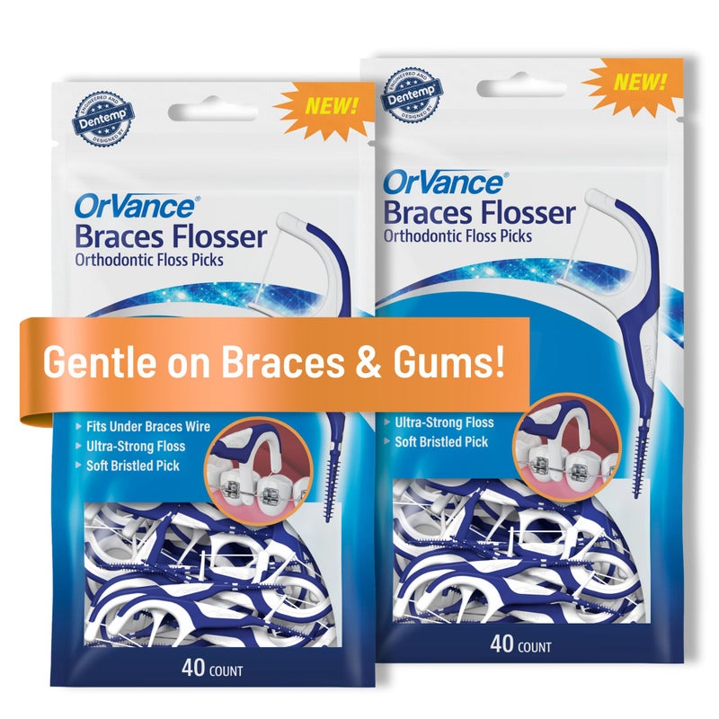 OrVance Braces Flosser - Designed for Braces for an Easy & Effective Clean, Ultra Strong Floss - 40 Count (Pack of 2) - Image 1