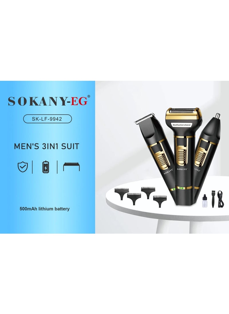 sokany Sokany SK-LF-9942 3 in 1 Hair Shaving and Smoothing and Nose 4 Combs 1,2,3,4 ml  - Image 3