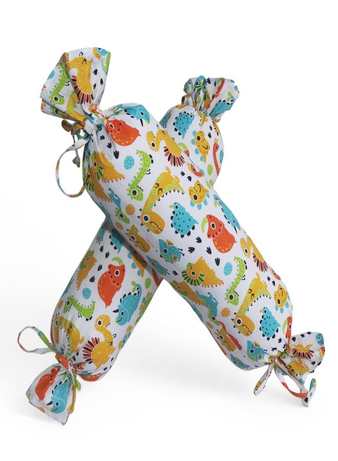 Kradyl Kroft Set of 2 Toddler Side Pillows | 100% Cotton Removable Covers | Leg and Playtime Pillows for Kids Above 12 Months (Cute Dinos) - Image 1