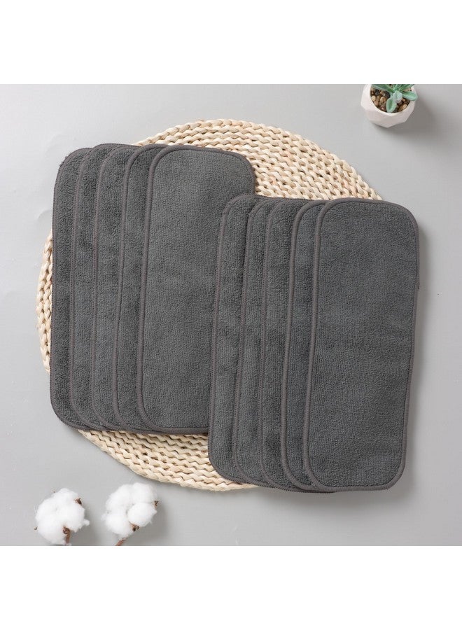 أسينابي ١٠ قطع من حفاضات أسينابي القماشية الناعمة القابلة لإعادة الاستخدام، ٣ طبقات، بطانات عالية الامتصاص وقابلة للغسل (١٠ قطع - رمادية) - Image 3