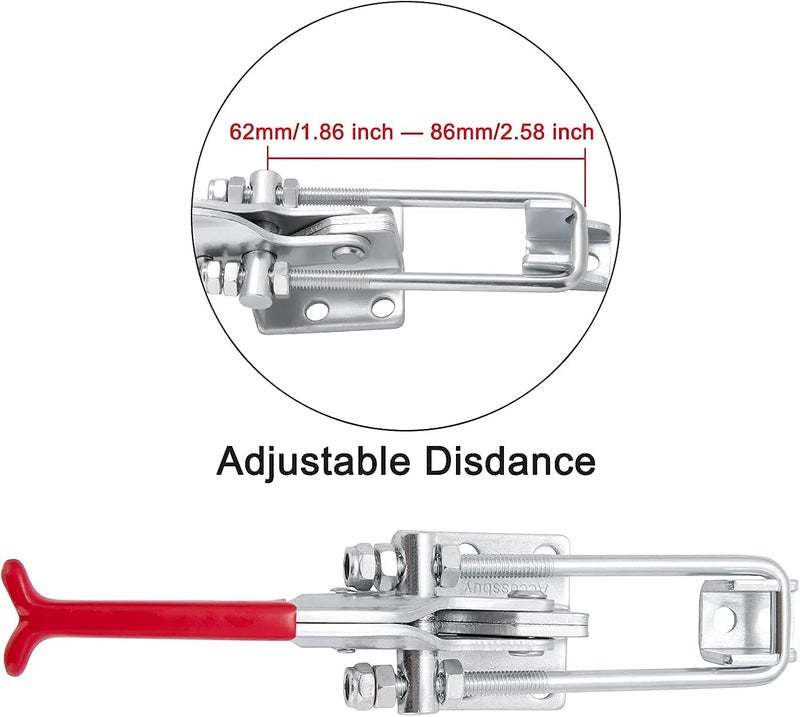 Accessbuy Self-Lock Large Toggle Latch, 2000Lbs Holding Capacity, Adjustable U-Bolt Heavy Duty Toggle Latch Clamp for Machine,Smoker lid,Tire Carrier and More (7.87 inch) - Image 5