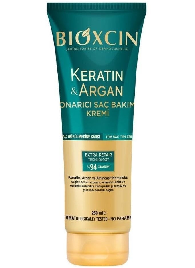 BIOXCIN - Keratin Argan Repair Hair Care Cream 250 ml for Worn and Damaged Hair - Image 1
