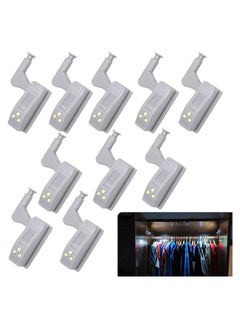 Y&D Cabinet Hinge LED Sensor Light, Universal Cupboard Cool White Lights Night Light for Living Room, Bedroom, Wardrobe (10Pcs - Include Battery)  - Image 1