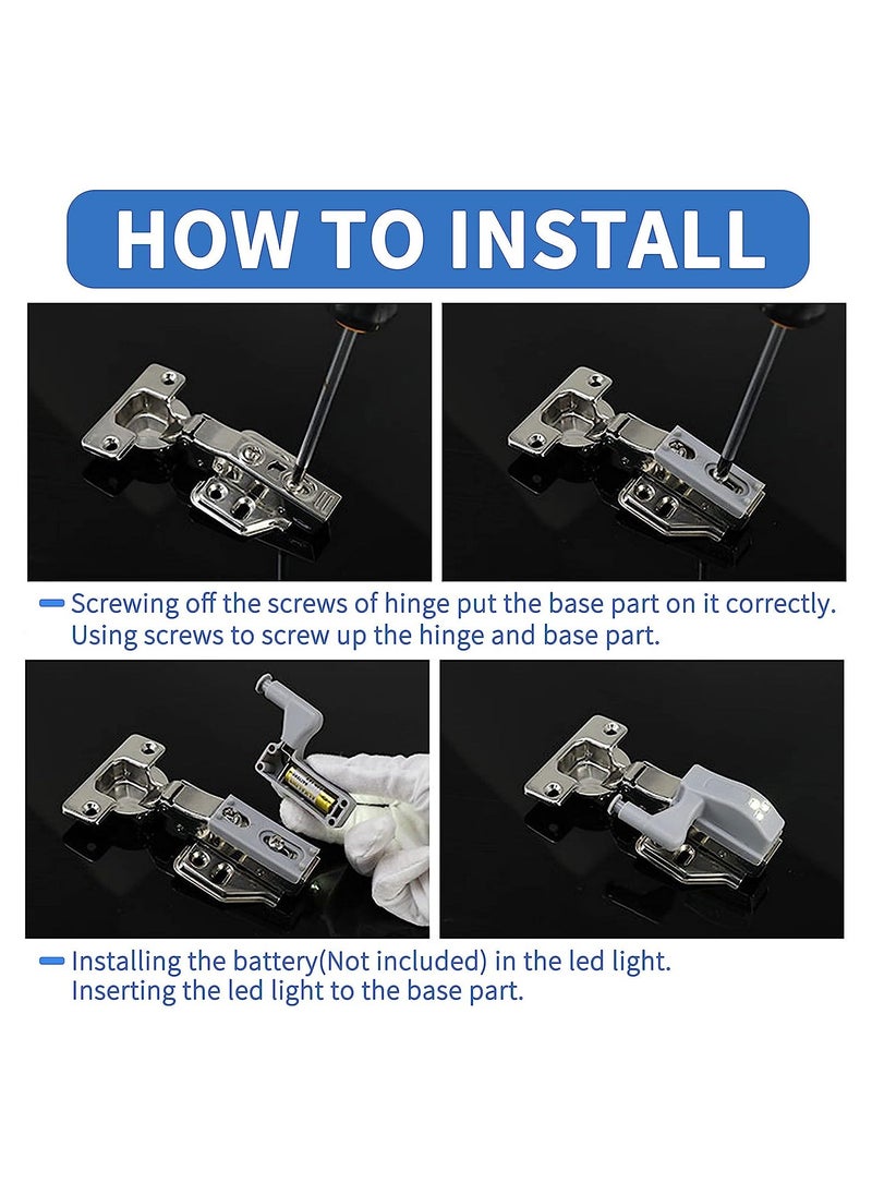 Y&D Cabinet Hinge LED Sensor Light, Universal Cupboard Cool White Lights Night Light for Living Room, Bedroom, Wardrobe (10Pcs - Include Battery)  - Image 5