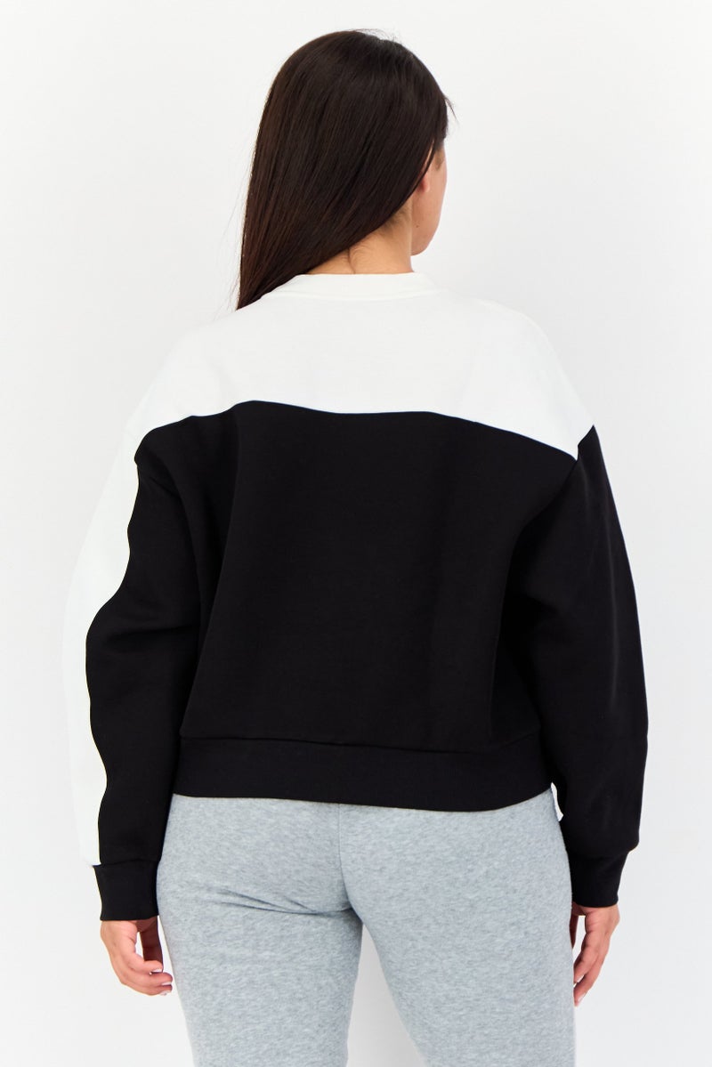 GIORDANO Women Round Neck G-Motion Long Sleeves Sweatshirt, Black/White  - Image 2