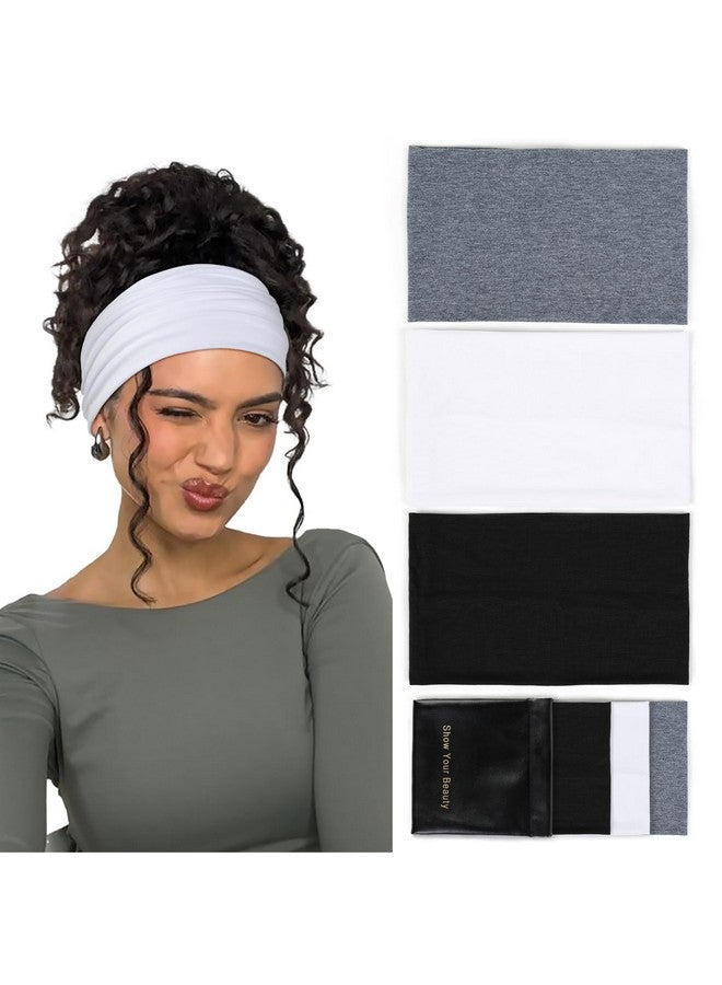 هواتشي عصابات رأس عريضة: عصابات رأس مرنة سميكة غير قابلة للانزلاق من طراز بوهو لممارسة التمارين الرياضية والجري والارتداء النشط للنساء - Image 1