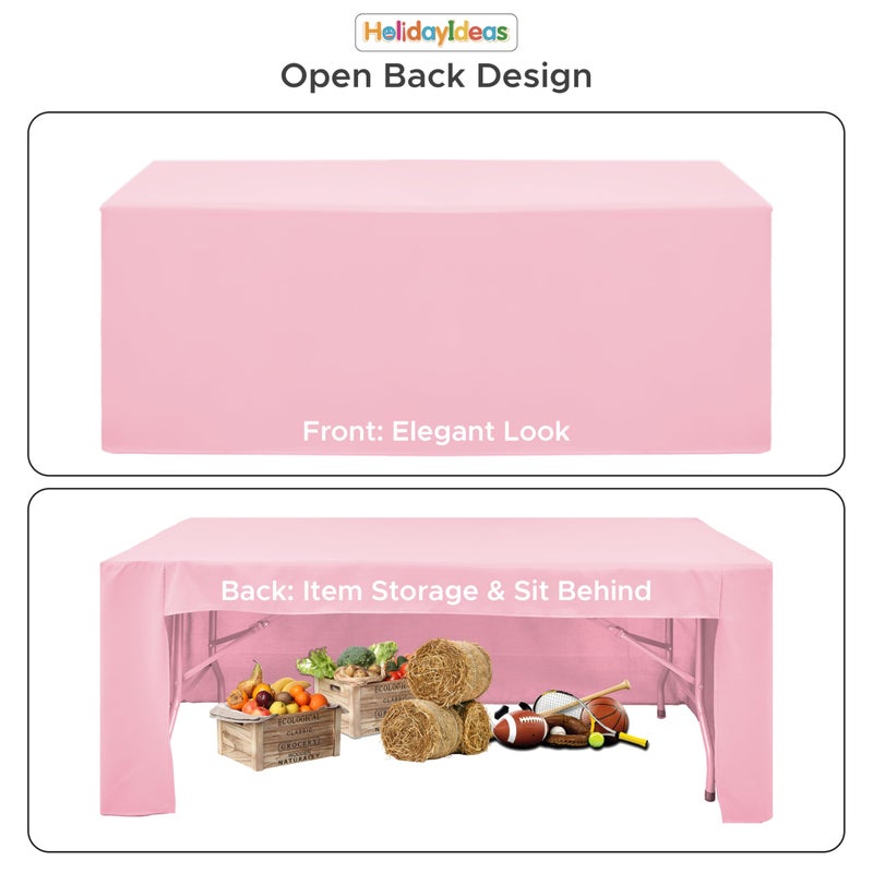HolidayIdeas Open Back Fitted Tableclothss for 6 Foot Rectangle Table, Wrinkle Resistant Washable Table Covers 72x30 Inch for Craft Fairs, Banquets, Trade Show Display, Pink,4 Pcs - Image 4