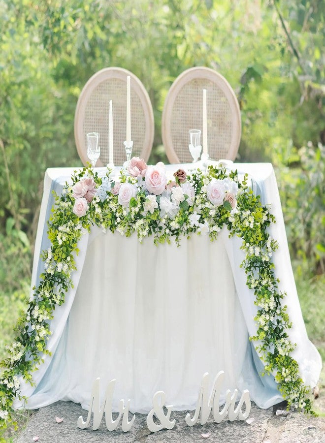 HIAGROW 6FT Eucalyptus Garland with Flowers, 4 Pack Artificial Greenery Garland Hanging Faux Eucalyptus Garland Suitable for Table Wedding Backdrop Arch Wall Party UV Protected Indoor Outdoor Decor - Image 3