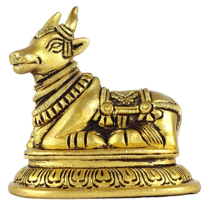 ASHIRWAD Nandi Brass Idol Statue Sculpture Murti God of Yoga Shiva Vahan Bull Nandi05