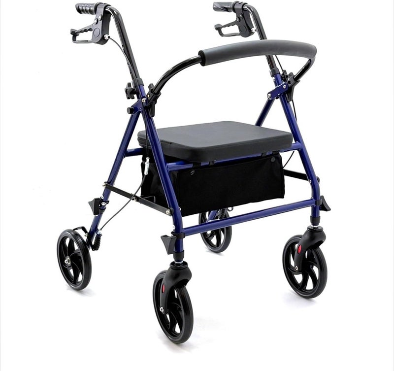 VED Lightweight Folding Rollator Walker with Seat, 4 Wheels, Brakes & Storage Bag – Mobility Aid for Seniors & Adults – Height Adjustable, Compact & Portable - Image 1