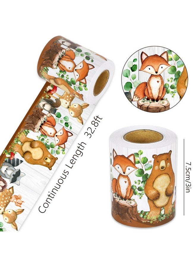 وولاين حدود لوحة إعلانات بمقاس 32.8 قدم، لوحات إعلانات مقطوعة بالقالب، حيوانات الغابة، خطوط لوحة إعلانات لطيفة بموضوع الغابة، حواف لوحة إعلانات ملفوفة للمدرسة والفصول الدراسية والمكتب وديكور السبورة - Image 2