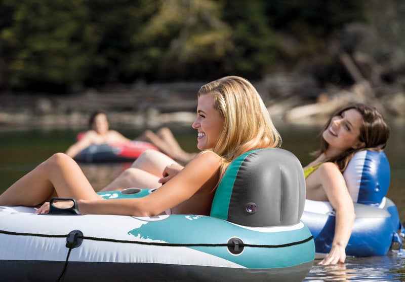 INTEX 56825EP River Run 1 Inflatable Floating Lounge: Comfortable Backrest – Built-in Cup Holders – Durable Grab Handles – All Around Grab Rope – 220lb Weight Capacity – Color May Vary - Image 4