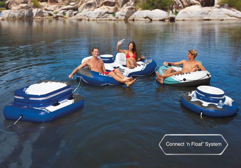 INTEX 56825EP River Run 1 Inflatable Floating Lounge: Comfortable Backrest – Built-in Cup Holders – Durable Grab Handles – All Around Grab Rope – 220lb Weight Capacity – Color May Vary - Image 5