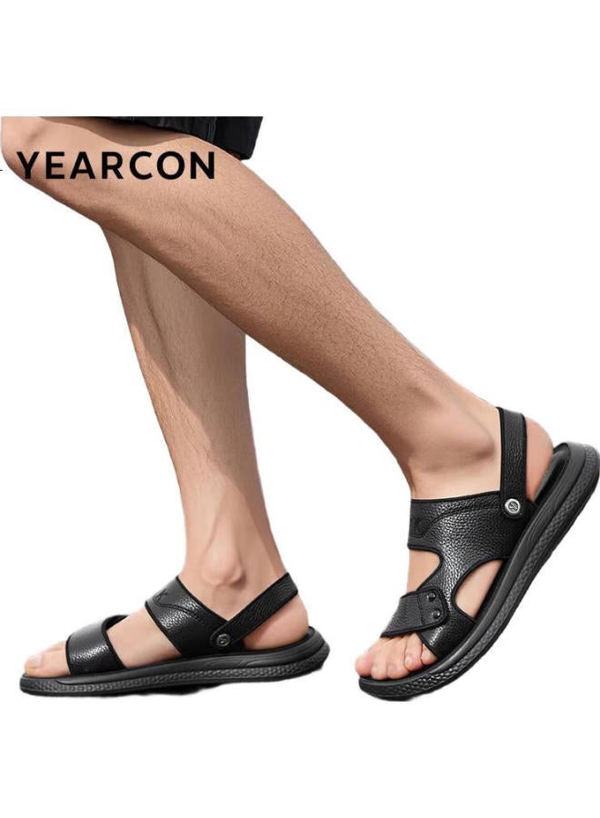 YEARCON Men'S Thick-Soled Dad Driving Sandals 96650W Black2 Size 41 - Image 2