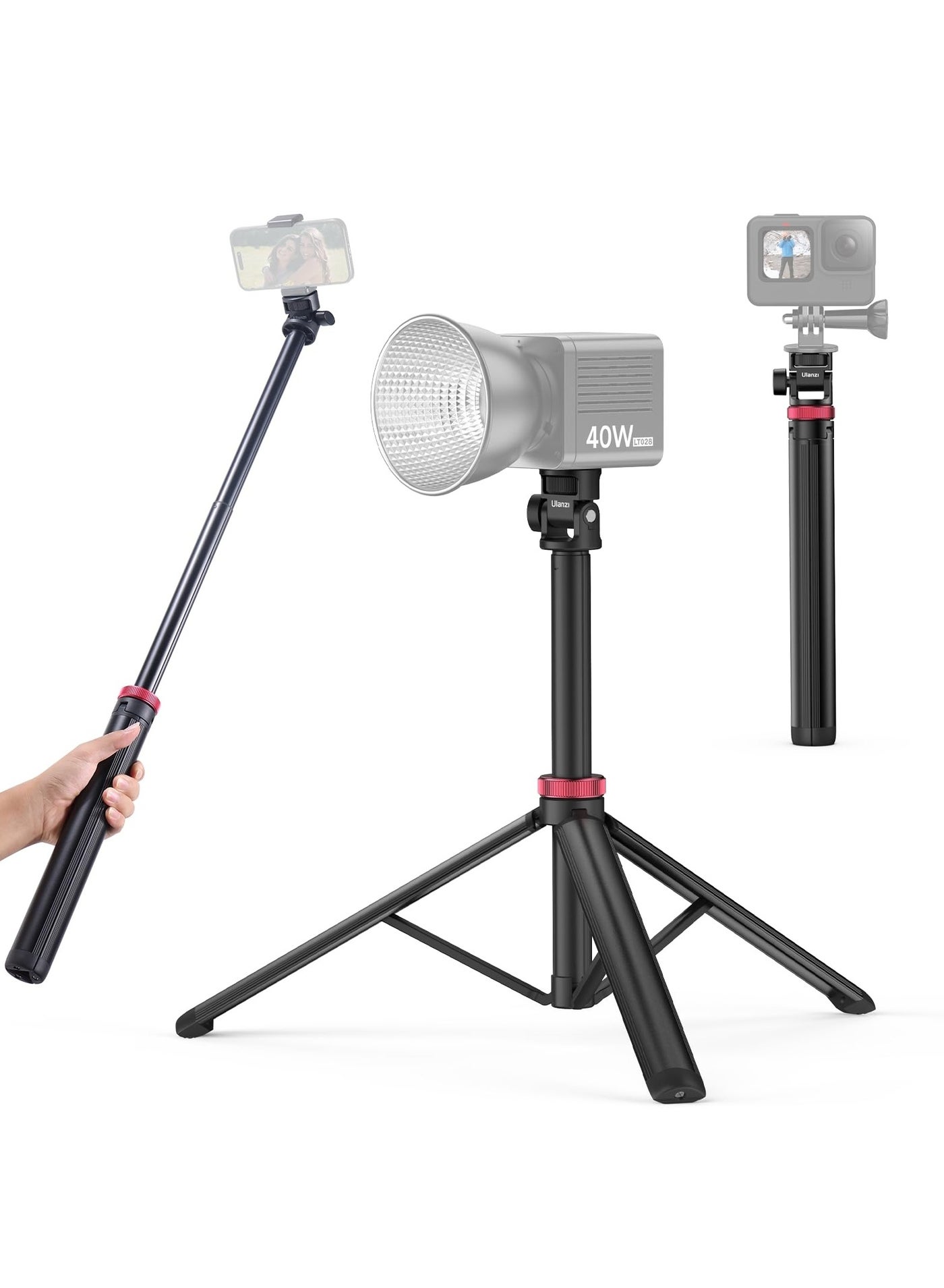 ULANZI MT-79 Extendable Tripod Aluminum, 81" Portable Adjustable Light Stand with 1/4" Screw, 360° Ball Head Camera Phone Tripod for Camera Video Light Smartphone, Lightweight for Travel