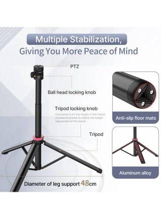 ULANZI MT-79 حامل ثلاثي القوائم من الألومنيوم قابل للتمديد، حامل إضاءة محمول قابل للتعديل مقاس 81 بوصة مع برغي 1/4 بوصة، حامل ثلاثي القوائم للهاتف المحمول برأس كروي 360 درجة للكاميرا والهاتف الذكي الخفيف الوزن للسفر - view 5