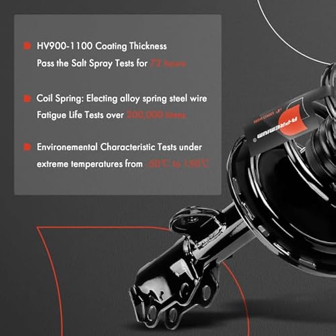 أ-بريميوم زوج أمامي كامل من 2 مجموعة دعامة ونوابض لولبية متوافقة مع لكزس NX200T 2015-2017 NX300 2018-2021 NX300H 2015-2021 استبدال جانب السائق والراكب 18920614 18920615 - Image 5