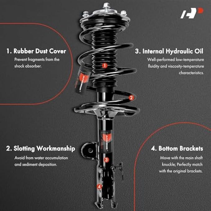 أ-بريميوم زوج أمامي كامل من 2 مجموعة دعامة ونوابض لولبية متوافقة مع لكزس NX200T 2015-2017 NX300 2018-2021 NX300H 2015-2021 استبدال جانب السائق والراكب 18920614 18920615 - Image 4