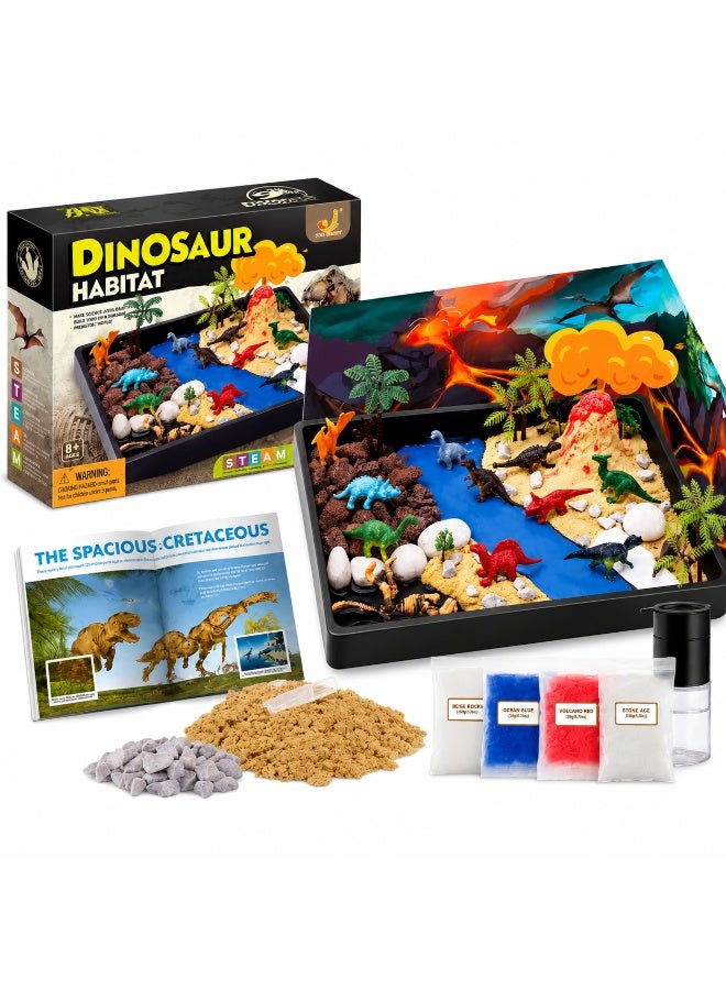 Twisoo DIY Dinosaur Habitat Kit for Kids, STEM Educational Science Toy with Volcano Eruption, Dinosaur World Sensory Sand Play Set, Montessori Learning Activity Kit with Dinosaur Figures, Creative Craft Toy, Birthday Gift for Boys & Girls Age 8+ - Image 1