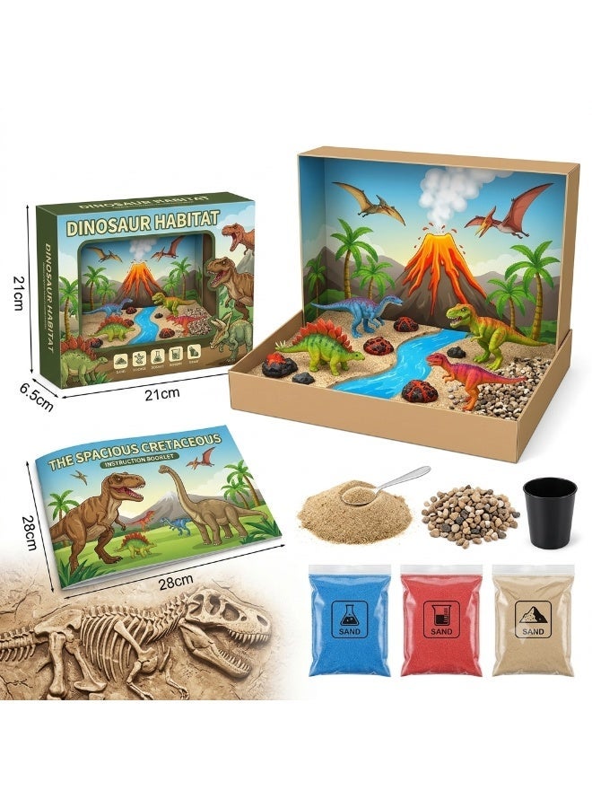 Twisoo DIY Dinosaur Habitat Kit for Kids, STEM Educational Science Toy with Volcano Eruption, Dinosaur World Sensory Sand Play Set, Montessori Learning Activity Kit with Dinosaur Figures, Creative Craft Toy, Birthday Gift for Boys & Girls Age 8+ - Image 5