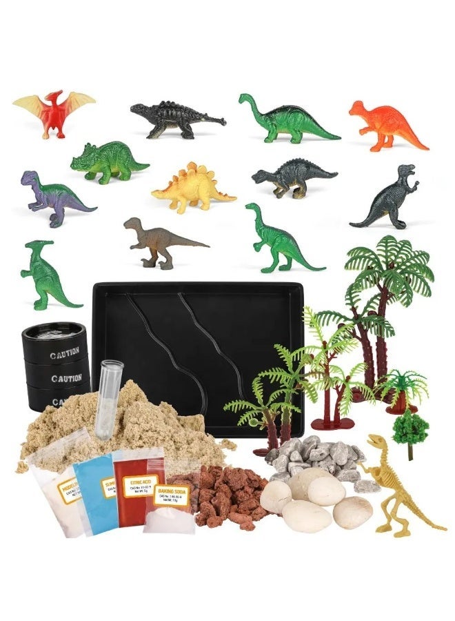 Twisoo DIY Dinosaur Habitat Kit for Kids, STEM Educational Science Toy with Volcano Eruption, Dinosaur World Sensory Sand Play Set, Montessori Learning Activity Kit with Dinosaur Figures, Creative Craft Toy, Birthday Gift for Boys & Girls Age 8+ - Image 4