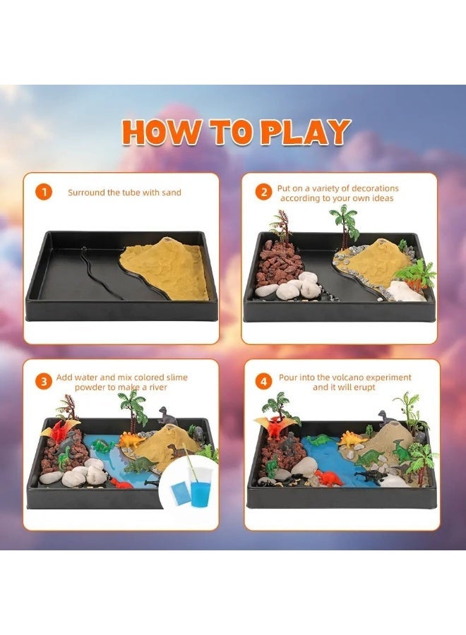 Twisoo DIY Dinosaur Habitat Kit for Kids, STEM Educational Science Toy with Volcano Eruption, Dinosaur World Sensory Sand Play Set, Montessori Learning Activity Kit with Dinosaur Figures, Creative Craft Toy, Birthday Gift for Boys & Girls Age 8+ - Image 2
