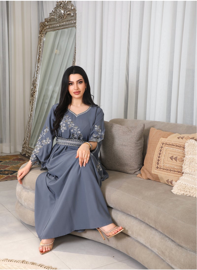Bint Al Bilad Bintalbilad Saudi Summer Jalabiya for Women New Collection – Lightweight & Breathable Thobe, Abaya & Arabic Dresses for Eid, Weddings & Parties | Embroidered, Modern & Luxury Designs - zr555  - Image 4