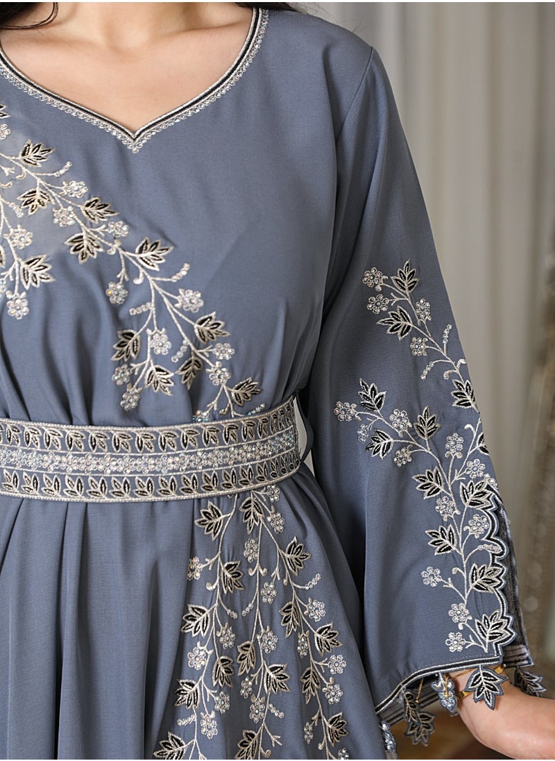 Bint Al Bilad Bintalbilad Saudi Summer Jalabiya for Women New Collection – Lightweight & Breathable Thobe, Abaya & Arabic Dresses for Eid, Weddings & Parties | Embroidered, Modern & Luxury Designs - zr555  - Image 5