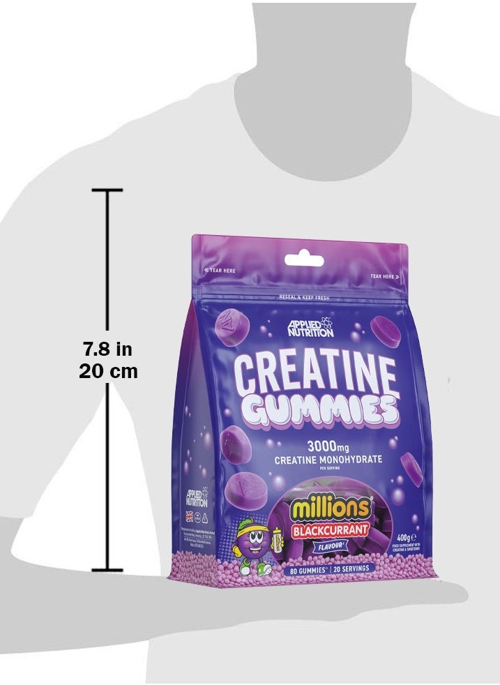 Applied Nutrition - Creatine Gummies, Millions Blackcurant, 80 Gummies (400 Grams) 3000mg Creatine Monohydrate Per Serving - Image 1