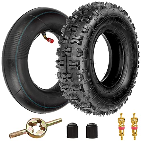 FVRITO 4.10-6 4.10/3.50-6 NHS Tire and Inner Tube for Go Kart Chinese ATV Quad 4 Wheeler Mini Bike Lawn Equipment Garden Rototiller Snow Blower Wheelbarrow Lawn Tractor with Bent Valve Stem Set of Two - Image 1