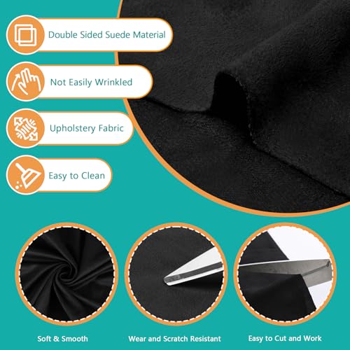 4Bang Upholstery Suede Fabric Soft & Smooth Suede Cloth Double-Sided Suede Material Furniture and Car Upholstery for Sofa,Chairs,Pillows,Vehicle Door Panel, Roof (36inchx60inch, Black) - Image 4