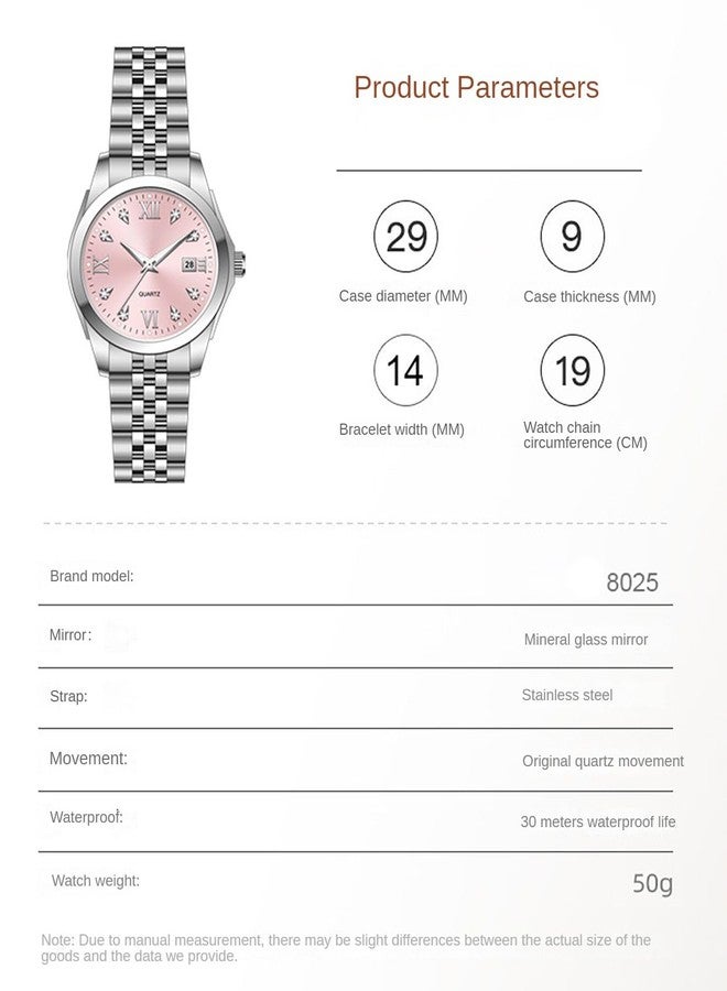 BESTKANG Women's Bracelet Watch Stainless Steel Quartz Watch Luminous Waterproof Watch Business Watches for Women (Pink) - Image 5