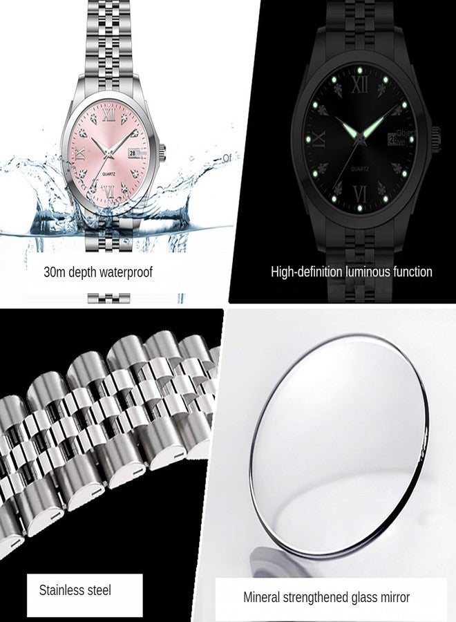 BESTKANG Women's Bracelet Watch Stainless Steel Quartz Watch Luminous Waterproof Watch Business Watches for Women (Pink) - Image 4