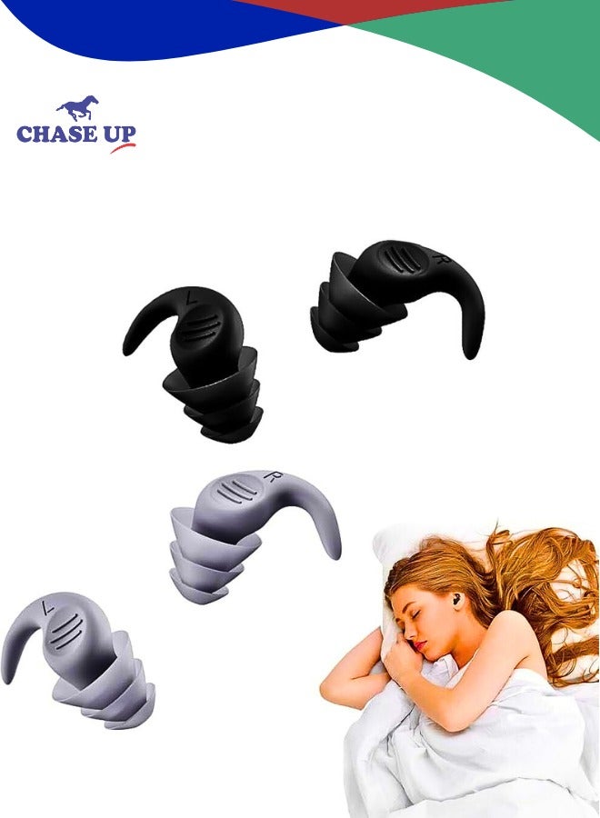 Chase Up Reusable Noise Cancelling Earplugs – 2 Pairs Soft Silicone Sleeping Ear Plugs with Travel Case, Waterproof & Comfortable for Sleep, Swimming, Travel & Work  - Image 1