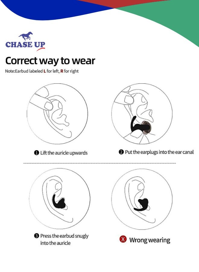 Chase Up Reusable Noise Cancelling Earplugs – 2 Pairs Soft Silicone Sleeping Ear Plugs with Travel Case, Waterproof & Comfortable for Sleep, Swimming, Travel & Work  - Image 2