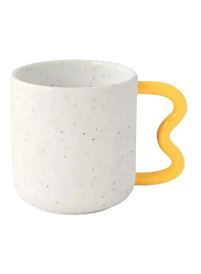 Easy Life Microwave and Dishwasher Safe Porcelain Coffee Mug White and Yellow 350ml R1740#CRWY