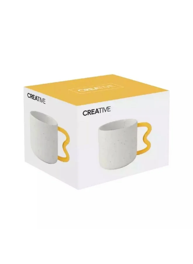 Easy Life Microwave and Dishwasher Safe Porcelain Coffee Mug White and Yellow 350ml R1740#CRWY