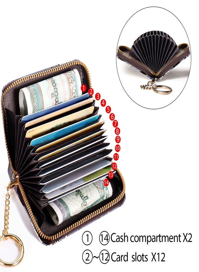 Yonlevres Goth Magic Credit Card Holder Wallet Women, Small RFID Card Holder Wallet for Women with Keychain Zipper, Halloween Leather Mini RFID Blocking Wallets Card Case Accordion Gift - Image 4