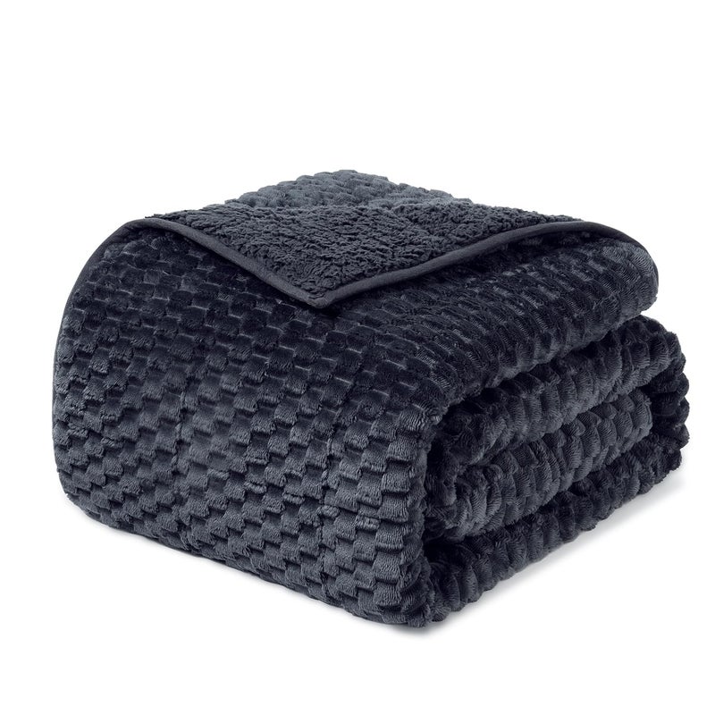 Drewin Weighted Blanket for Adults Queen Size 15lbs, Soft Cozy Turtleback Sherpa Weighted Blankets for Sleeping and Calming, Thick Bed Blanket for Couch Bed, 60 x 80 inches, Dark Grey - Image 1