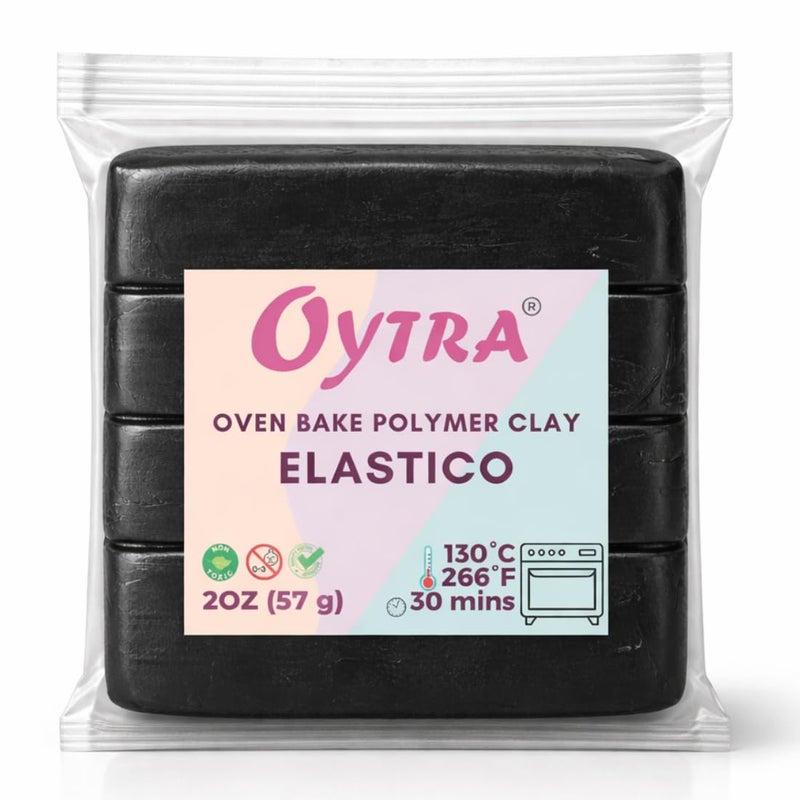 Oytra 57g Polymer Oven Bake Clay for Jewelry Making Elastico Series (Black) - Image 5