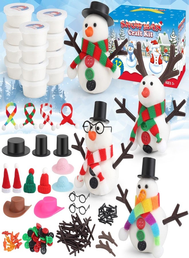 wookidel 12Pack Build a Snowman Kit Snowman Crafts for Kids, Molding Clay Snowman Building Kit, Christmas Stocking Stuffers for Kids and Adults, Christmas Ornament Gift - Image 1