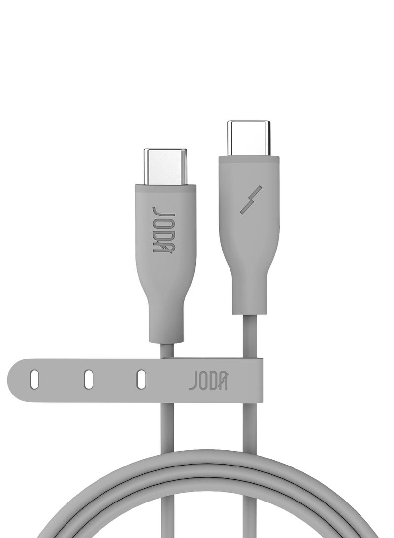 جودا كابل سليب سي - 60W سيليكون 1 متر - رمادي ، متين وأنيق، مثالي للاستخدام اليومي، يُستخدم لشحن الهواتف الذكية، اللابتوبات، والأجهزة اللوحية بسرعة عالية ⚡. مع تصميم عملي وأنيق، يمكن لهذا الكابل أن يتحمل ما يصل إلى 30,000 طية دون تلف 🔄. - Image 1