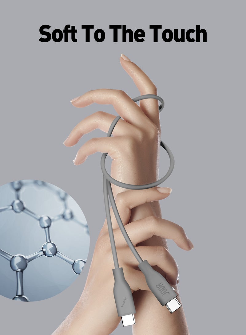 جودا كابل سليب سي - 60W سيليكون 1 متر - رمادي ، متين وأنيق، مثالي للاستخدام اليومي، يُستخدم لشحن الهواتف الذكية، اللابتوبات، والأجهزة اللوحية بسرعة عالية ⚡. مع تصميم عملي وأنيق، يمكن لهذا الكابل أن يتحمل ما يصل إلى 30,000 طية دون تلف 🔄. - Image 4