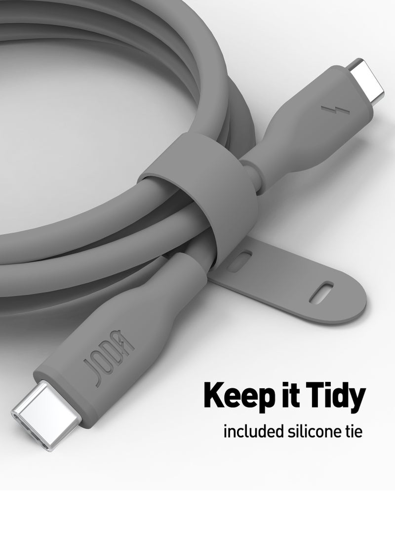 جودا كابل سليب سي - 60W سيليكون 1 متر - رمادي ، متين وأنيق، مثالي للاستخدام اليومي، يُستخدم لشحن الهواتف الذكية، اللابتوبات، والأجهزة اللوحية بسرعة عالية ⚡. مع تصميم عملي وأنيق، يمكن لهذا الكابل أن يتحمل ما يصل إلى 30,000 طية دون تلف 🔄. - Image 5